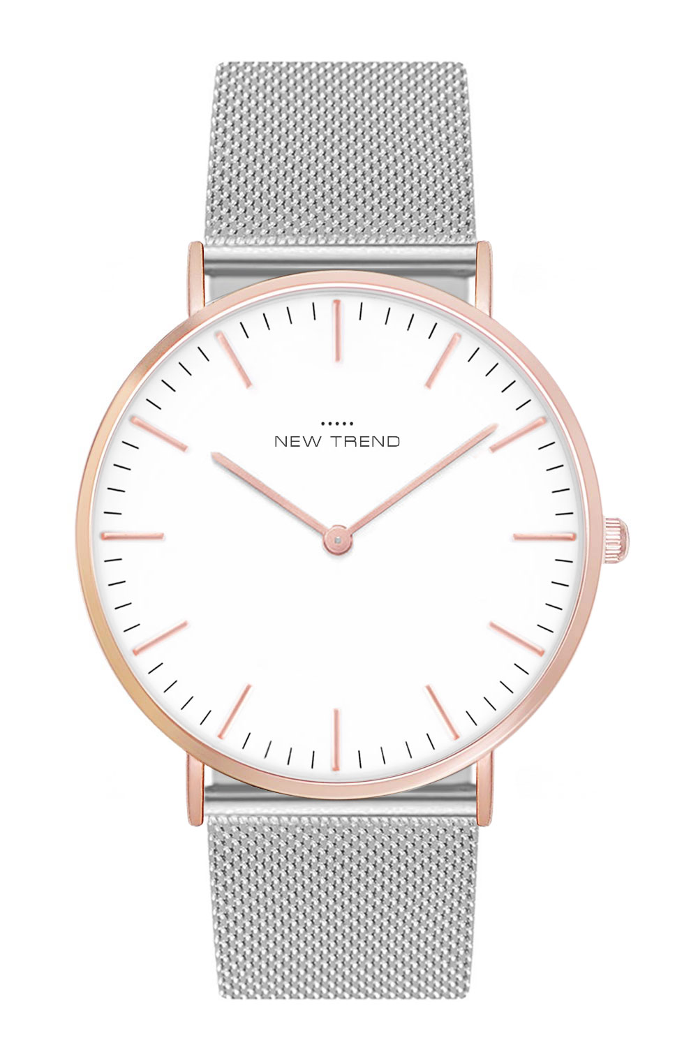 New Trend Unisex Armbanduhr Damen-Uhr Herren-Uhr, Analog Display, Quarzwerk, Metall-Armband, klassische schlichte Zeigeruhr mit Dornschließe